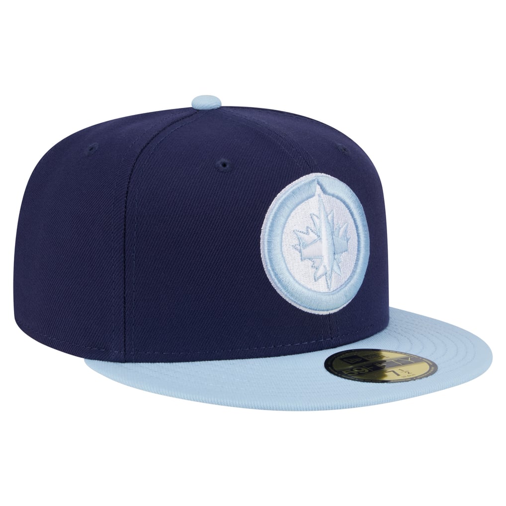 Casquette ajustée bicolore 59FIFTY pour homme des Jets de Winnipeg New Era, bleu marine et bleu clair